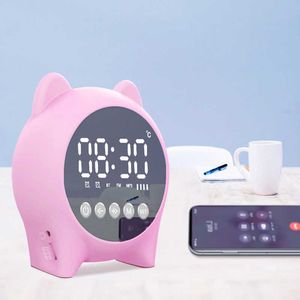 Portable Speakers Speaker with clock for children cute clock alarm bluetooth clock with speaker support card AUX with led alarm radios