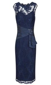 Dark Navy Blue Knee Length Mother of the Bride Dresses for Wedding Party Mother of the groom Dresses1561160