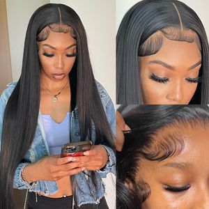 Wigirl 30 40 Inch Bone Straight HD Lace Front Human Hair Wigs For Black Women Brazilian13x4 Transparent Lace Frontal Wig