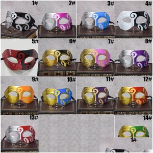 Máscaras de festa Masquerade 24 Cores Mardi Gras Celebration Cosplay Jazz Prince Half Face Plástico Esculpido Dh0107 Drop Delivery Home Dh7Io