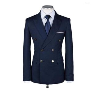 Mäns kostymer Navy Blue Man Jacket Dubbelbröstrockar Eleganta blazrar för män Slim Fit Male Overrock Stylish Men's Clothing Steampunk 1