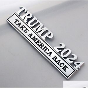 Decoração de festa Metal Trump 2024 Take America Back Car Badge Sticker 4 Cores Drop Delivery Home Garden Festive Supplies Event Dhoo2