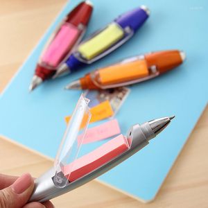 Multifunktionella kulspetspennor hängande rep Sticky Note Paper Led Light Pen Anti Loss Neck Korean Stationery Söt kontor