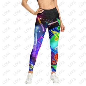 Kvinnors leggings gitarr färgglada anteckningar kvinnor 3d tryckta byxor elastiska konst leggins kvinnor fitness bodybuilding dropship