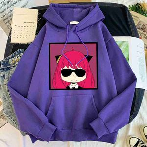 Anyas Portrait Spy X Family Printed Hoody Mens Autumn Fleece Clothing Fashion Pocket Hoodie Pullover Crewneck Male Hoodies L230520