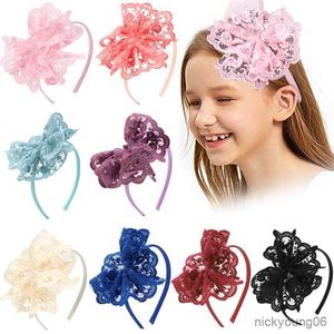 Hair Accessories Big Bow Ribbon Headband Girls Pink Hoop Headwear Baby Floral Hairband Child Photo Tools R230608