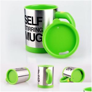 Mugs 400Ml Mug Matic Electric Lazy Self String Cup Coffee Milk Mixing Smart Stainless Steel Mix Drinkware Customized Dbc Drop Delive Dhxmt