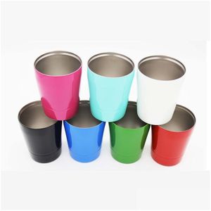 Bicchieri da vino in acciaio inossidabile da 9 once Bicchieri da vino con coperchi Sts Tazza da viaggio sottovuoto Bicchiere da caffè Tazza da birra Bicchieri per bambini all'ingrosso Dbc Vt1041 Dhmmc