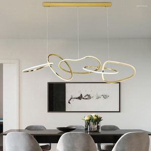 Ljuskronor dekoration matbord ledde tak ljuskrona belysning modern guld cirkel lyster armaturer för vardagsrum ring lampa ljus