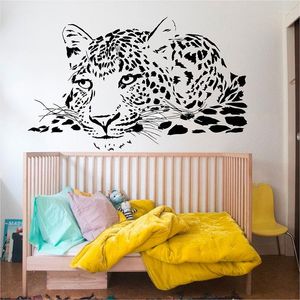 Adesivi murali Testa di ghepardo Leopardo Animale Decor Sticker Art Decorazione domestica Soggiorno Camera da letto per bambini Decalcomanie vivaio Carta da parati 22