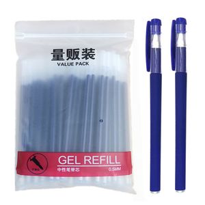 Ballpoint Pens 102PCLlot Office Gel Pen Set Fet 05 mm Blue Black Red Ink Rod do uchwytu Pismo Pisma Stationerery 230608