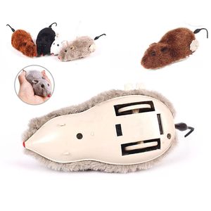 Hot Selling Creative Funny Clockwork Spring Force Plush Mouse Toy Cat and Dog Spela Toy Popular Aachinery Kitten Moverble Mouse