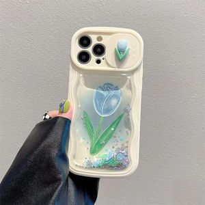 Designer-Handyhülle mit blauem Tulpen-Cartoon für iPhone 14 13 12 Pro 11 14plus, sturzsichere Softshell-Handyhülle