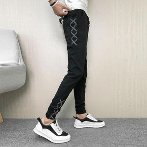 Pantolon Bahar Yeni Koreli İnce Fit Joggers Pantolon Erkek Kıyafet 2022 Basit All Maç Sokak Giyim Sıradan Pantolon Hip Hop Black 3428 Satış