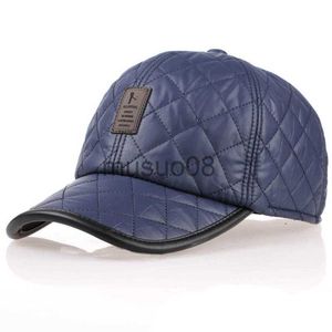Ball Caps 2023 new winter leather men's baseball cap warm cap with ear thick winter cap women's cap J230608