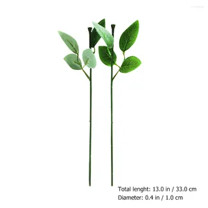 Dekorativa blommor 40 datorer Faux Greenery Garland Rose Stem Leaves 33x1cm DIY Material Handmiterad tråd.