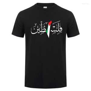 Magliette da uomo Palestina Calligrafia araba Nome con bandiera palestinese Mappa Uomo manica corta in cotone Streetwear Top OT-006