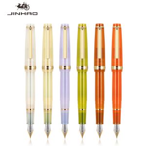 Fountain Pens Jinhao 82 DIY Transparency Pen Acrylic Ink Spin Golden EFF Nib Elegante Business Office School Supplies Writing 230608