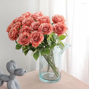 Dekorative Blumen Künstliche Rose Seidenstrauß Pfingstrose Fake für Zuhause Hochzeit Dekor Blumendekoration mit Vase