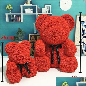 Coroas de flores decorativas Pe Plástico Rosa Artificial Urso Mticolor Espuma Flor Teddy Dia dos Namorados Presente Festa de Aniversário Primavera De Dh6Jx