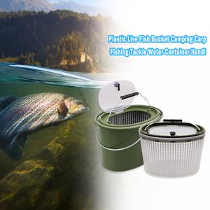 Fishing Accessories Portable Plastic Bucket Fish Storage Tool Compression Resistance Water Container Handle Outdoor 230608