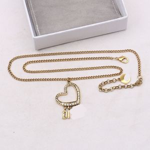 19Style Luxury Designer Double Letter Pendant Halsband 18K Gold Plated Crysat Pearl Rhinestone Sweater Necklace For Women Wedding Party Jewerlry Accessories D4