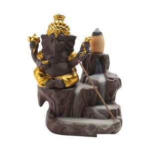 Lampade profumate Lotus India Ganesha Elephant God Buddista Buddha Riflusso Bruciatore di incenso Censer Stick Holder Dhs Drop Delivery Home Dhzjh