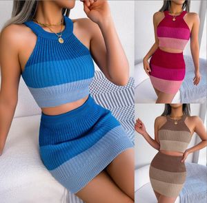 Frauen Casual Kleid 2023 Sommer Neue Mode frauen Gestrickte Hüfte Rock Set Sexy Engen frauen Kleid