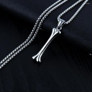 Colares com Pingente Ornamento Ossos de Cachorro Colar Masculino Fashion Cool Titânio Corrente de Aço Osso