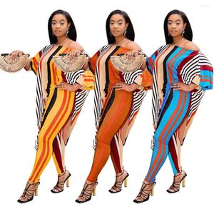 Etniska kläder 2023 Traditionell African Two Piece Set Women Africaine Print Bodycon Dress and Pants Set kläder