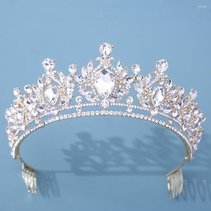 Fermagli per capelli barocco vintage rosso cristallo diademi da sposa accessori da sposa corone europee donne strass spettacolo diadema velo diadema