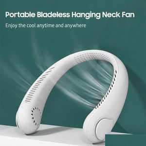 Andra mobiltelefontillbehör hängande nackfläkt Nackband Lazy Hands Cooling Bladeless USB Mini Fans Sport 3 Speed ​​360 Degree Rotating DHGTQ