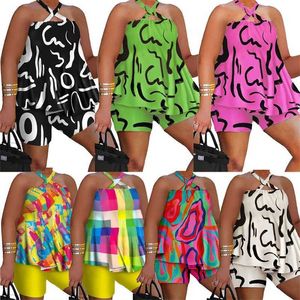 Женские спортивные костюмы Две фигуры Дизайнер 2023 Новый Sexy Print Set 7 Colors XL-3XL