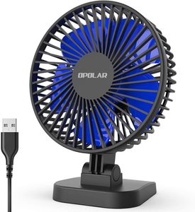 USB Desk Fan with 3 Speeds, Whisper Quiet Mini Table Fan, Portable Office Fan with 4.9 Ft Cord F421