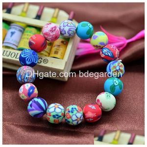 Braccialetti con ciondoli Bracciale rigido per donna Fiore Colorf Perline rotonde Drop Delivery Jewelry Dh8Gj