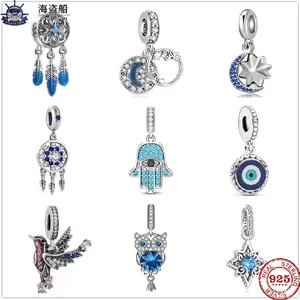 Per i ciondoli Pandora autentici perline in argento 925 Peace and Heath Evil Eye on Hand Charms Bracciale