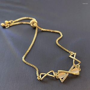 Ссылка браслетов Lovelink Luxury Gold Color нерегулярный браслет -лук женщины прозрачный циркон опал -металл регулируемый девушка из тонкие украшения