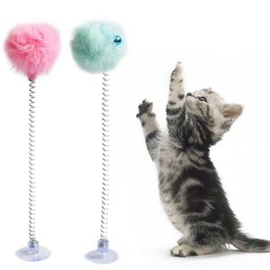 Dorakitten 2st/set Cat Teaser Wand Plush Ball Bell Decor Spring Suction Cup Cat Wand Cat Interactive Toy Pet Supplies Cat Favor