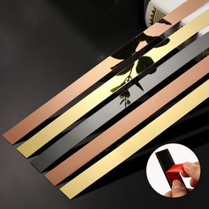 244cm Stainless Steel Decorative Strip Mirror Stickers Room Decor for Wall Background Ceiling Waist Line Plane Tile Sticker