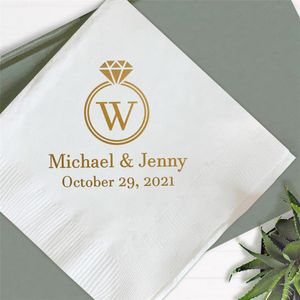 Kitchenware kişiselleştirilmiş düğün peçeteleri altın gümüş baskı kağıt içecek parti peçeteleri gelin damat düğün aksesuarları süslemek peçeteler