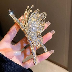 Dangle Chandelier 1PC Rhinestone Butterfly Hair Clip Shark Clip Hairgrip Metal Hair Claw Hair Barrette Hair Accessories Women Crystal Large Z0608