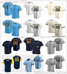 Maglie da baseball cucite 2023 24 William Contreras 51 Freddy Peralta 9 Brian Anderson 38 Devin Williams 19 Robin Yount 8 Ryan Braun 6 Lorenzo Cain 41 Jason Alexander