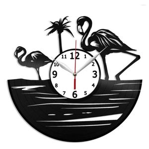 Wall Clocks Flamingo Art Clock 12 Inch - Home Room Decor Idea Handmade Gift For Friend