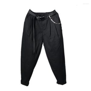 Men's Pants Men Recreational Autumn Winter Fund Pure Color Belt Contracted Fashionable Trend Loose Radish