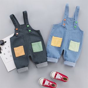 Overalls Kinder Baby Jungen Mädchen Denim Long Jeans Patchwork Kleinkind Fashion Infant Boy Girl Playsuit Kleidung Kleidungshosen 230608