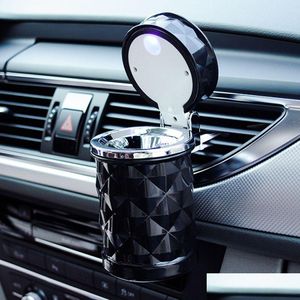 Posacenere Accessori per auto Universale di lusso portatile Posacenere a led Portasigarette Styling Fumo Nero Bianco Tazza di stoccaggio Vt0971 D Dhnej