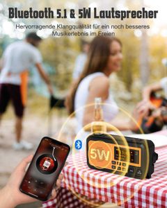 Przenośne głośniki wielofunkcyjne radio ręczne słoneczne USB Radio Radio Awaryjne LED Bluetooth głośniki Bluetooth 5000 mAh Power