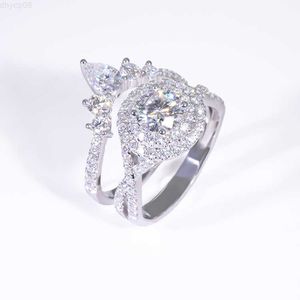 Дизайнерские ювелирные украшения индивидуальная горячая продажа кольцо S925 Серебряное серебро VVS Круглая форма наполовину майассанит алмаз 1CT GRA Кольцо для годовщины