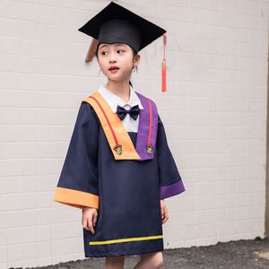 Tench Coats 유아 여자 소년 졸업식 PO 드레스 가운 학사 모자 2pc 세트 230608