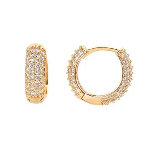 Hoop Huggie Zircon Charm Earrings 18K Gold Plated Fl White Hie Style Jewelry For Women Drop Delivery Dhtvh